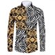 thumbnail image 3 of Camisas de manga corta con botones y estampado 3D de lujo de alta gama con patrón dorado para hombres, blusas de estilo callejero de moda, atuendos de hip hop, 3 of 5