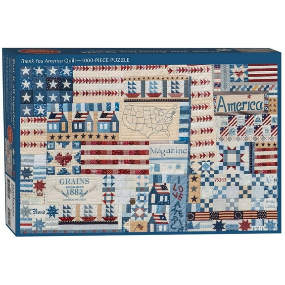 Thank You America Quilt Jigsaw Puzzle for Adults by Masako Wakayama : 1000 Pieces, Dimensions 28” x 20” (Jigsaw)