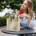 thumbnail image 4 of Bolso tote de lona con correa cruzada – Bolso de hombro ligero con múltiples bolsillos para mujer, ideal para el día a día, el trabajo o las compras, con un compartimento espacioso y confecciona, 4 of 6