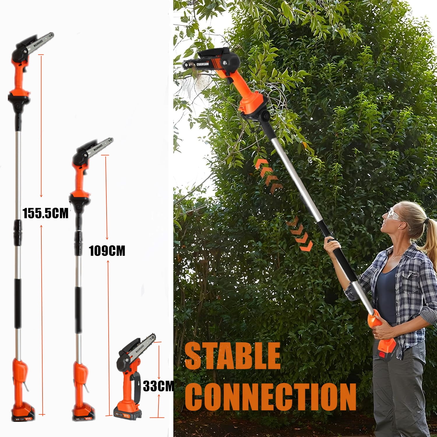 LEXKUYI Cordless Pole Saw, Mini Chainsaw, Electric Pole Saw for Tree Trimming, Tree Trimmer Limb Branch Cutter Pruner