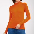 thumbnail image 5 of Women's Mock Turtleneck Long Sleeve Ribbed Knit Fitted Sweater, Soft Thermal Undershirt Tee Orange ONE SIZE, 5 of 9