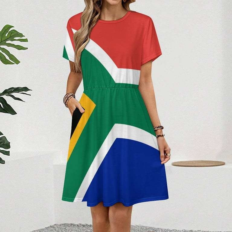 South African Flag Sundress Short Sleeve Dress Summer Women Clothes Dress  for Women Dresses - Walmart.com