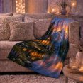 thumbnail image 6 of Lakeside Cabin At Twilight Wilderness Retreat, Peaceful Mountain Lake Scene, Warm Flannel Blanket for Cabin and Lodge, Outdoor Lovers Camping Gift, Rustic Home Decor, 6 of 9