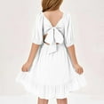 thumbnail image 3 of Mgmyaa Girls Summer Dresses Square Neck Lantern Sleeve Low Back Ruffle A-Line Party Mini Dress, 3 of 6