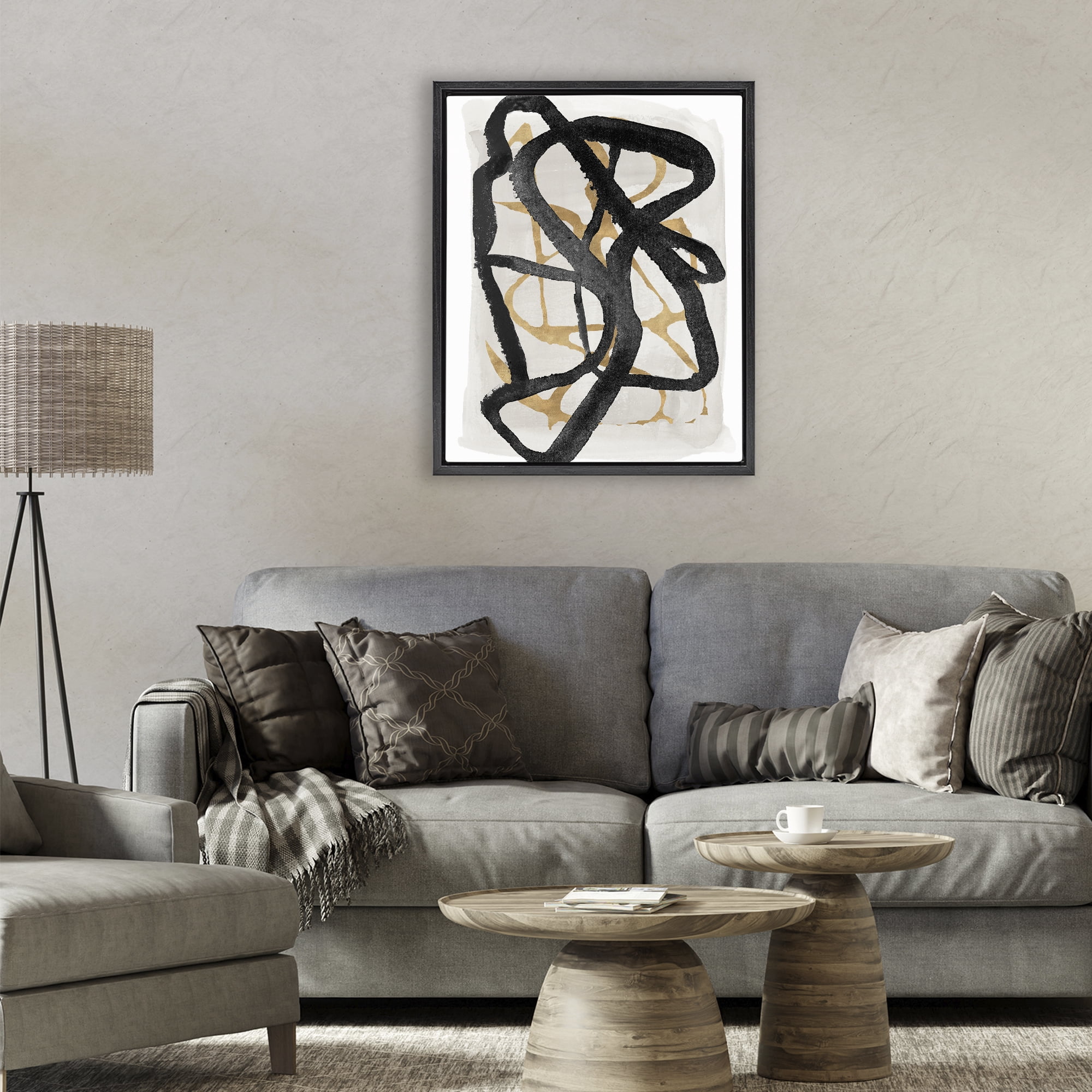 Stupell Industries Expressive Hindsight in Black Black Framed Floater Canvas Wall Art, design by Lucille Price