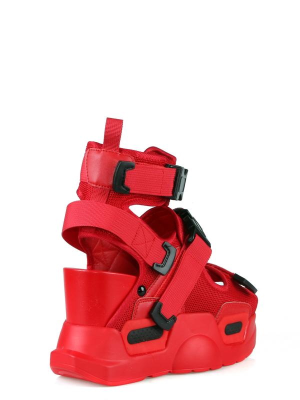 Anthony Wang Platform Buckle Strap Sandals in Red