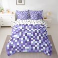 thumbnail image 2 of Homewish Modern Abstract Geometric 7pcs Bedding Comforter Set,Pixel Buffalo Queen Bedding Sets,Purple Chrckered Plaid Queen Sheet Sets For Teens,Luxury Bedroom Decor Reversible, 2 of 8
