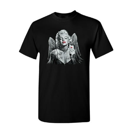 Angels Print T-shirt - Marilyn Monroe Angel Wings Phone Selfie Men's T-shirt Souvenir Tee