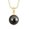 thumbnail image 2 of Simple Tahitian Pearl Solitaire Pendant Necklace for Women - 7 Carat - AAA Grade, 10K Yellow Gold, 2 of 7