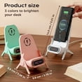 thumbnail image 6 of 3-in-1 Wireless Charger with Bluetooth Speaker, 15W Fast Charging Station, Adjustable Phone Stand with LED Light for Desk (Pink), 6 of 8