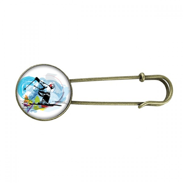 Los atletas de deportes de invierno, Esqui Freestyle ilustración EsES Broche De Broche De Metal Antiguo Unbranded M