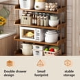 thumbnail image 4 of Bakers Rack with Storage Cabinet with Storage Bakers Racks for Kitchens with Drawers Heightened Base Rounded Corners Suitable for Kitchen, Living Room and Dining Room(80 * 25 * 93cm), 4 of 7