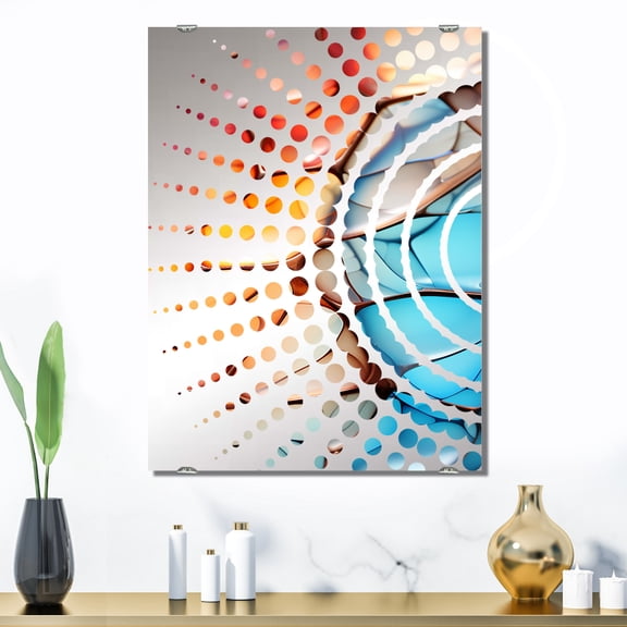 Designart "Opalescent Fractal Glass Relief in Colorful Abstract III" Abstract Fractal Oversized Wall Mirror - Modern Abstract Office Mirror Wall Decor - Multiple Color Options