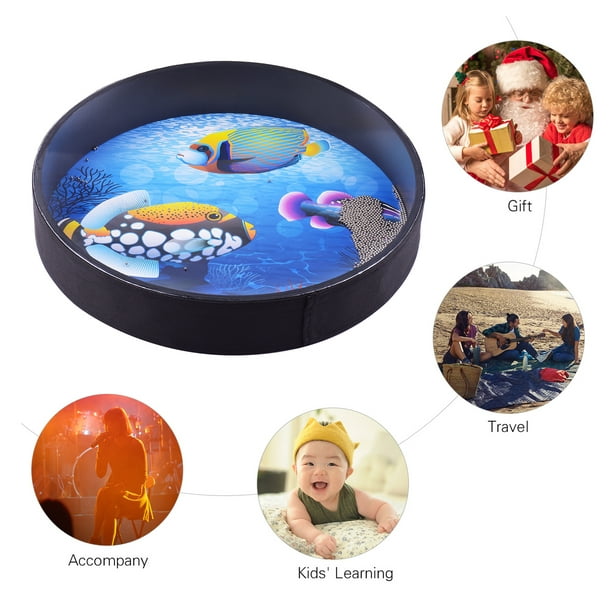 Anself 16 Inch Ocean Drum Wooden Handheld Sea Drum Percussion Instrument Gentle Sea Sound Musical Toy Gift For Kids Other