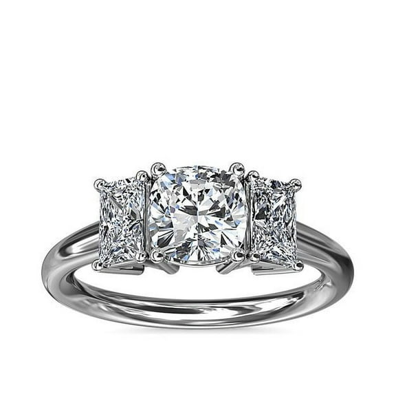 1.20 Carat Cushion Cut Genuie Diamond Wonderful Three Stone Engagement Ring for Women Solid 950 Platinum Size 7