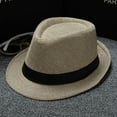 thumbnail image 4 of Unisex Vintage Blower Jazz Hat Women/Men Casual Trendy Beach Sunhats Straw Panama Cap Cowboy Fedora Gangster Cap with Black Ribbon, 4 of 6