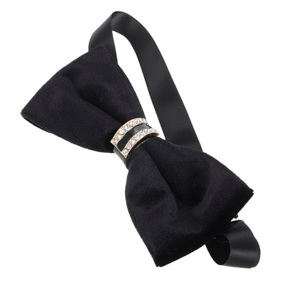 Homoyoyo Mens Velvet Bow Tie with Rhinestone Detail for Formal Event and Wedding