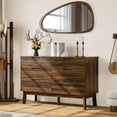 thumbnail image 2 of 47" Wide 6 Drawer Dresser, Mid-Century Modern Double Dresser for Bedroom, Large Wood Storage Chest of Drawers, Dark Walnut Finish, 2 of 9