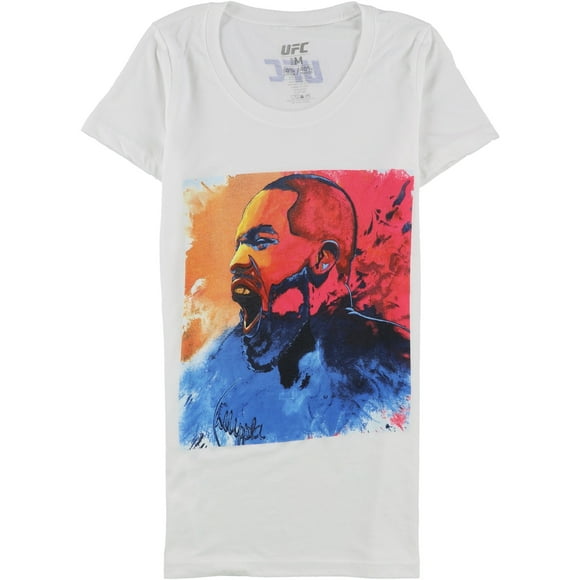 UFC Womens Watercolor Portrait Graphic T-Shirt, White, Small