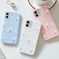 thumbnail image 2 of Funda de teléfono con diseño de margaritas sencillas para iPhone 14, 13, 12, 11 Pro Max, 12 Mini, 7, 8 Plus, XS Max, X XR, carcasa trasera de TPU suave en color rosa y blanco, 2 of 4