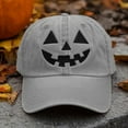 thumbnail image 2 of GBSYEWXS Baseball Cap For Women Halloween All-Season Pumpkin Print Washed Distressed Hat Grey, 2 of 3
