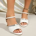 thumbnail image 2 of Narveanno Women's High Heels Sandals Open Peep Toe Mesh Rhinestones Ankle Strap Dress Wedding Party Pumps Shoes White 7, 2 of 7