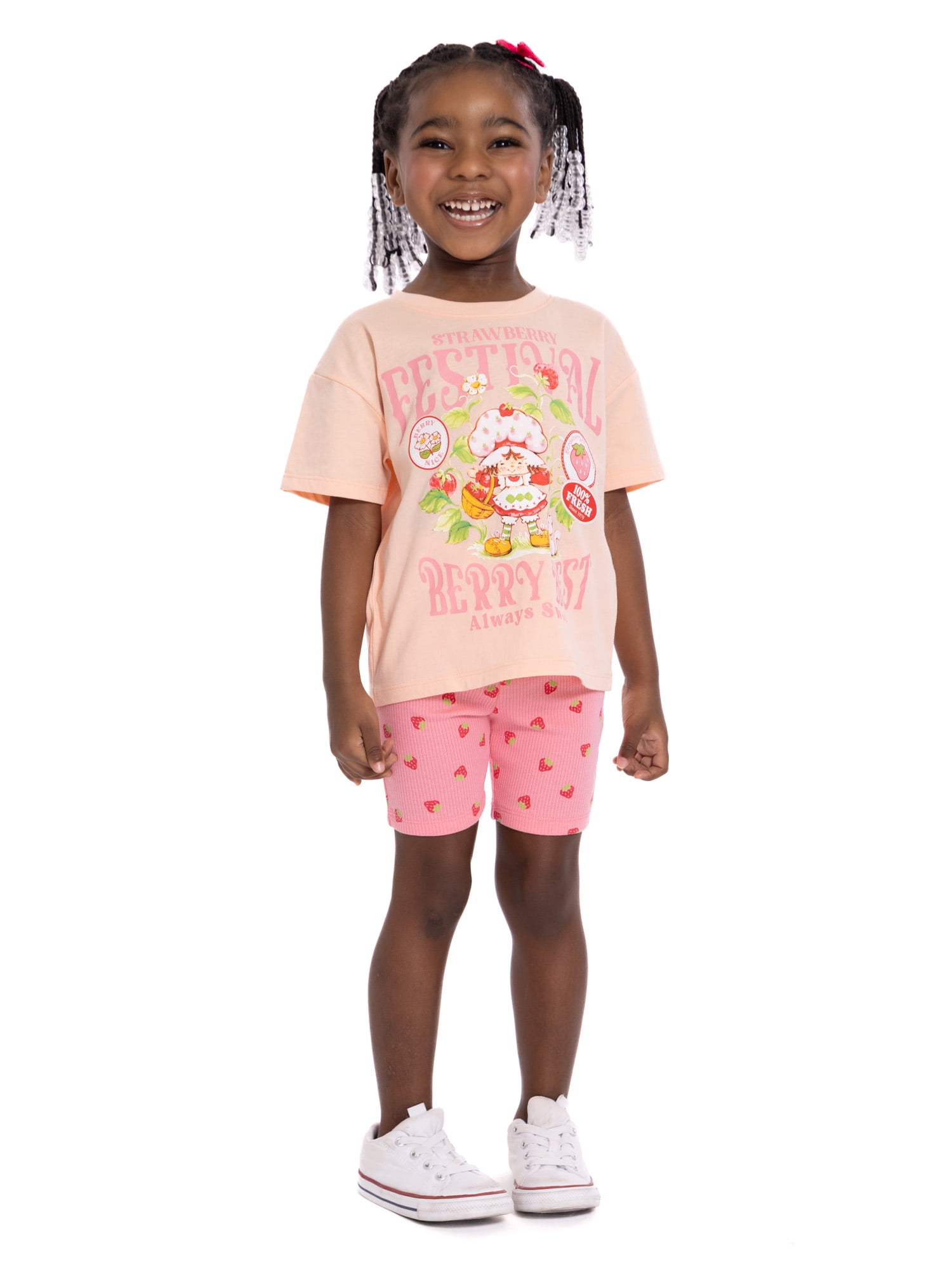Strawberry Shortcake Toddler Girls Graphic Tee and Bike Shorts Set, 2-Piece, Sizes 12M-5T