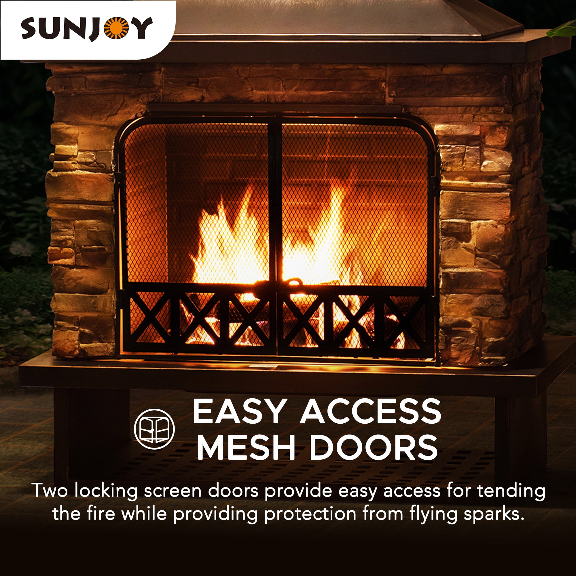 Sunjoy Farmington Wood Burning Outdoor Fireplace - Walmart.com