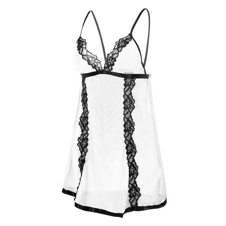 

Backless Women Lace Fashion Nightdress Sleepwear Deep Lingerie V-Neck Clubwear