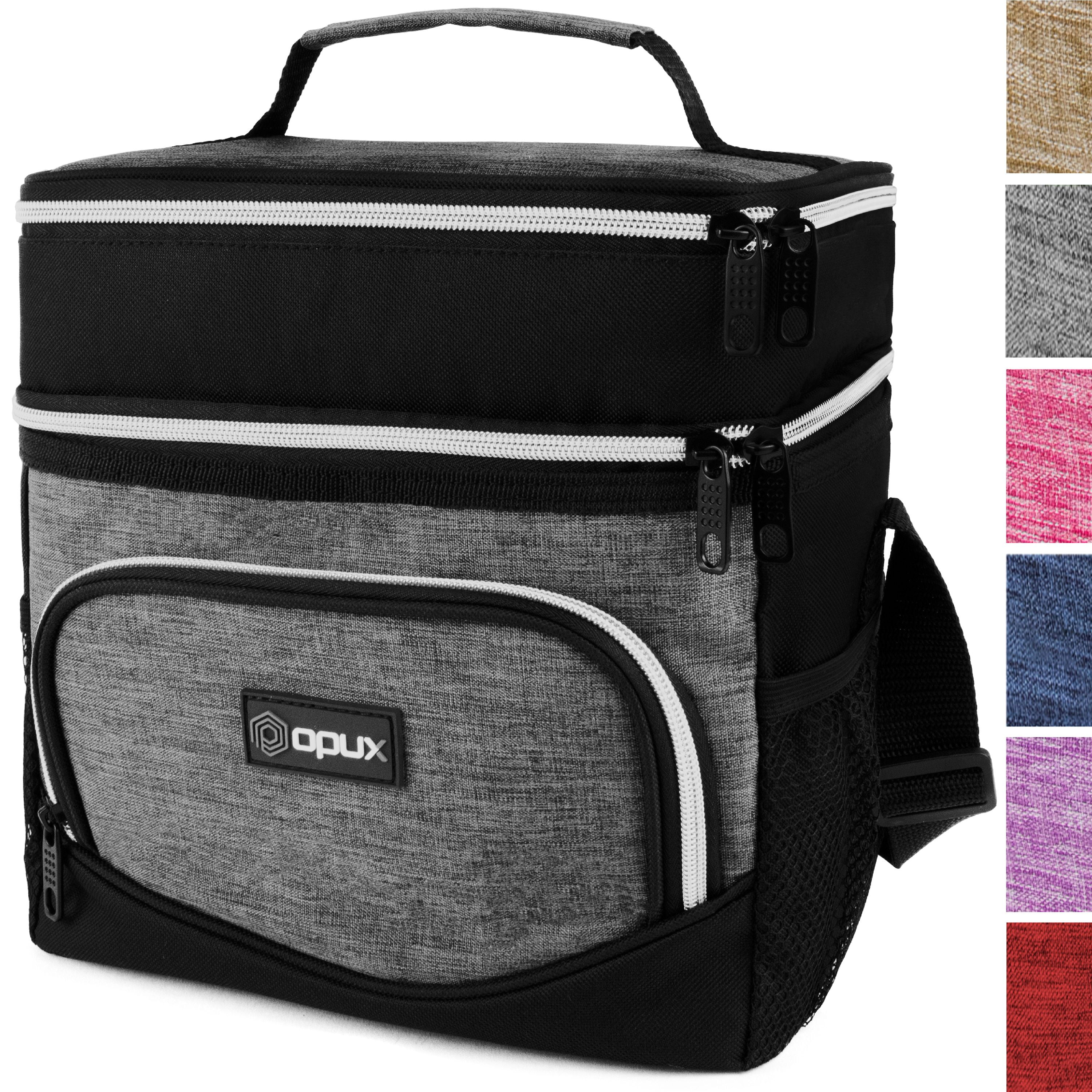 OPUX Insulated Dual Compartment Lunch Bag, Double Deck Lunch Box for