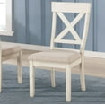 thumbnail image 3 of Prato Wood Cross Back Upholstered Dining Chairs, Set Of 2, Antique White, 3 of 5