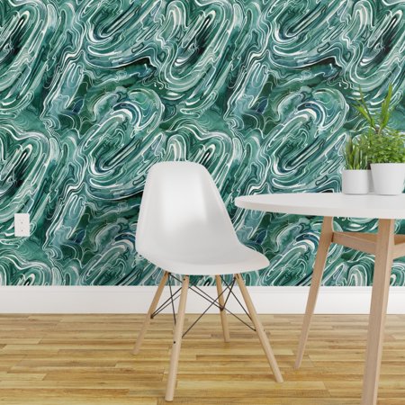 Peel-and-Stick Removable Wallpaper Turquoise Watercolor Geode Stone