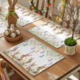 thumbnail image 3 of Easter Rabbits Placemats Set of 1, Vintage Falling Colorful Eggs Spring Floral Leaf Heat Insulated Linen Place Mats, Washable Stain-Proof Table Mats for Dining Tables Holiday Decor 13x19 Inches, 3 of 9