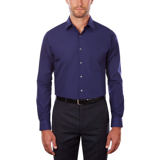 Camisa de vestir Van Heusen Tall Fit de popelina azul persa, cuello 19"