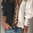 thumbnail image 2 of Suéter tipo cárdigan con cremallera y estampado de leopardo a juego en blanco y negro para otoño e invierno, top de punto de manga larga sexy para mujer, 2 of 5