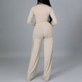 thumbnail image 3 of Womens Fashion Casual Long Sleeve V Neck Irregular Two Piece Set Work Suit Women Interview Outfits Women Suits Dressy Pant Suits Two Piece Leather Suit Lady Pant Suits Womens High Waist Ruffle Overlay, 3 of 6