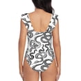 thumbnail image 6 of Yiaed Hand Drawn Snake Print Women's Ruffled One Piece Swimsuit V Neck Swimwear Slimming Monokini for Woman-Medium, 6 of 8