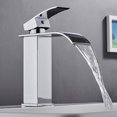 thumbnail image 2 of Grifo de cascada para lavabo, boca ancha, acero inoxidable, tratamiento de espejo, codo cuadrado debajo del mostrador, grifo para lavabo de encimera., 2 of 3