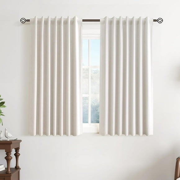 lkijhrd Sage Green Linen Look Blackout Curtains 90 Inches Long 2 Panels Set Hook Belt Back Tab Farmhouse Textured Room Darkening Soundproof Drapes Living Room Bedroom Sliding Door Sage 52