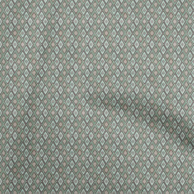 oneOone Rayon Dusty Teal Green Fabric Asian Kilim Craft Projects Decor Fabric Printed By The Yard 56 Inch Wide