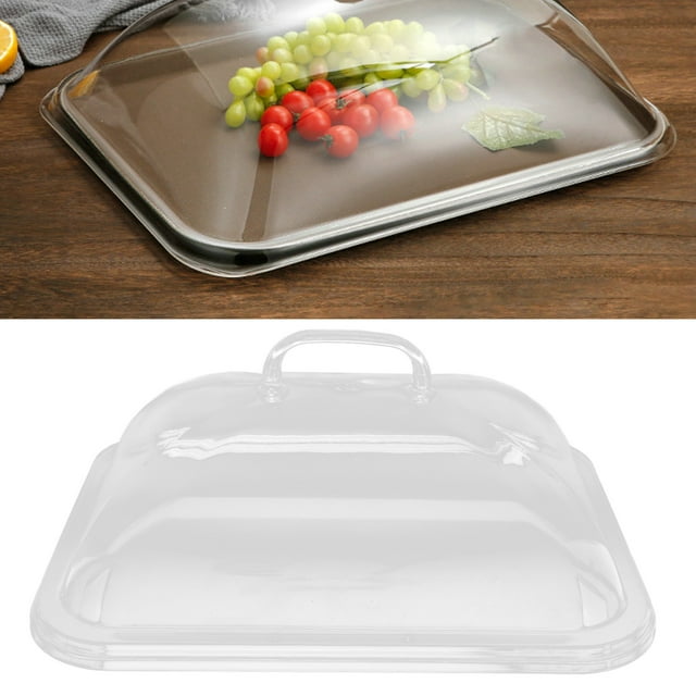 Food Lid, Acrylic ,Splatter Cover Clear Transparent Acrylic Dustproof Rectangle Shape Convenient Practical Home Plate Covers for Kitchen