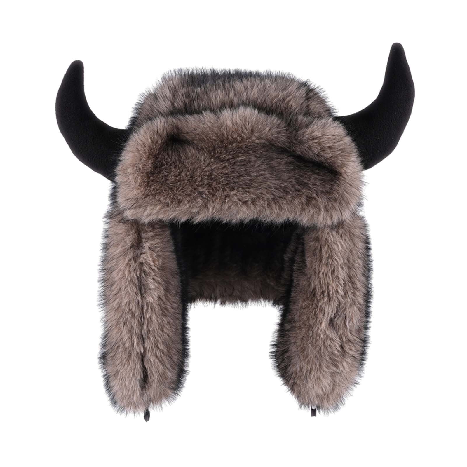 Kalauyu Men Hat Winter Russian Hat with Faux Fur Earflap Hat Windproof for Skiing