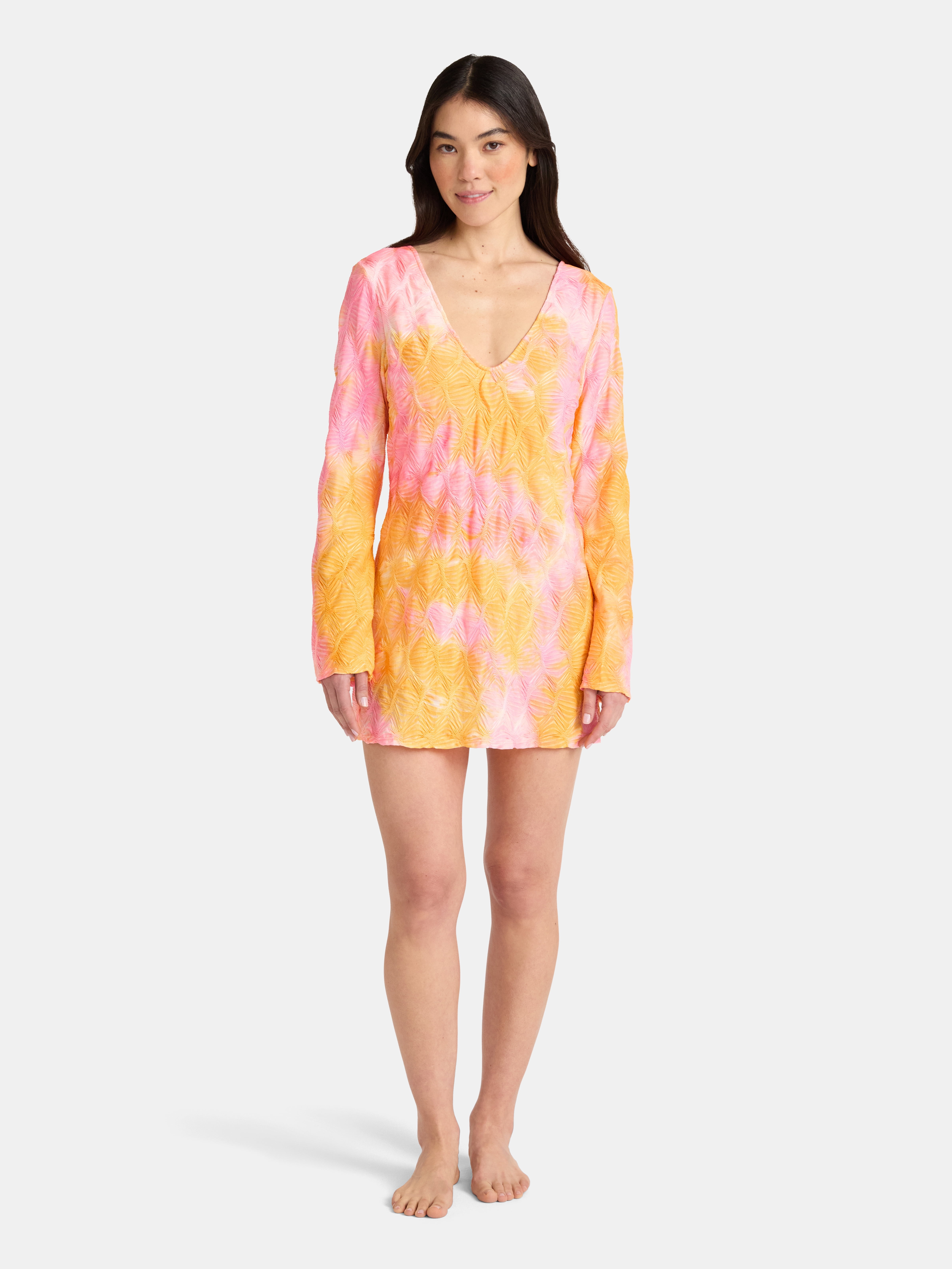 No Boundaries Scrunch Texture Coverup Dress, Women’s
