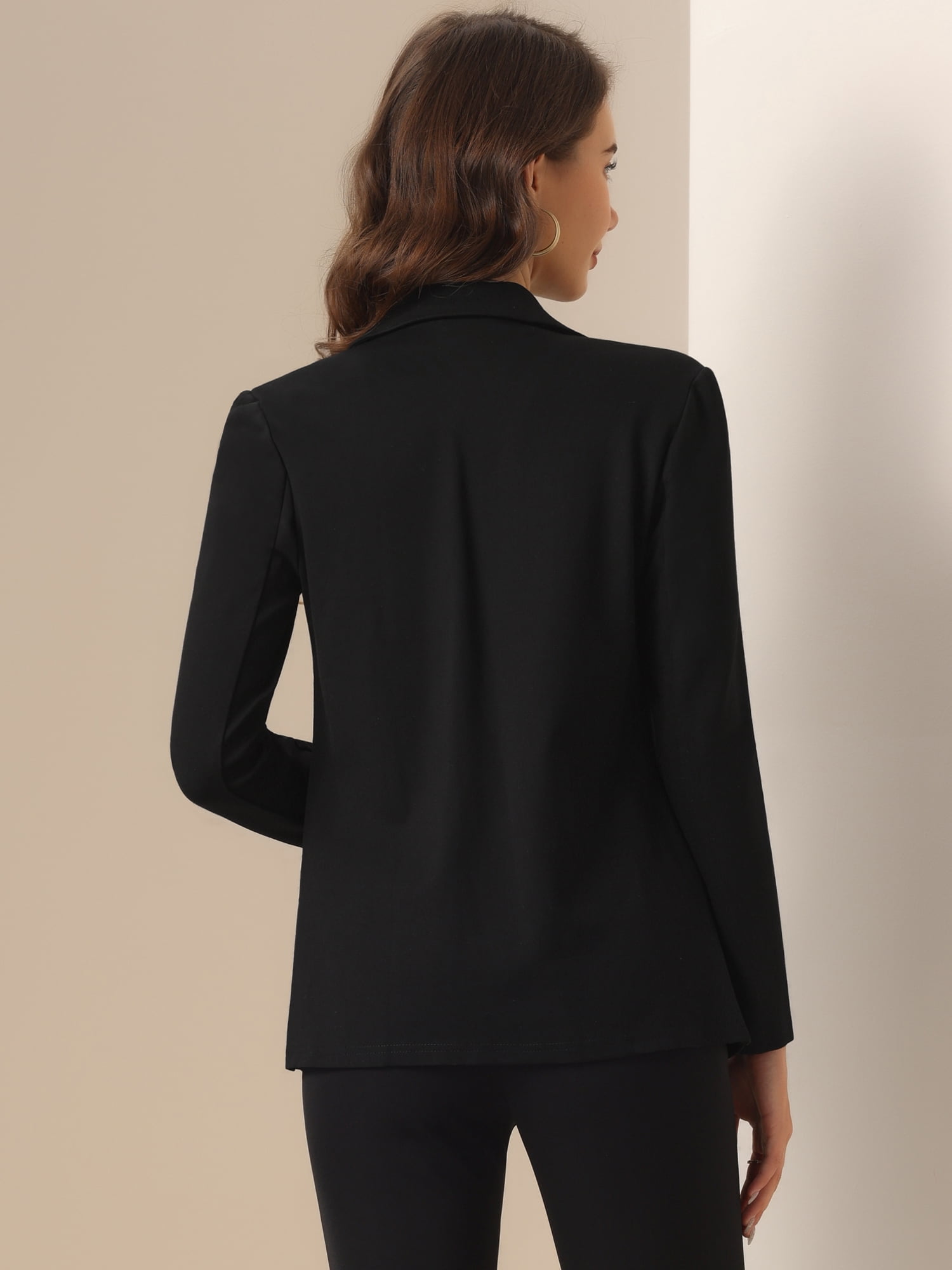 DARING DIVA Women's Long Sleeve Work Office Open Front Suit Jacket XL Black
