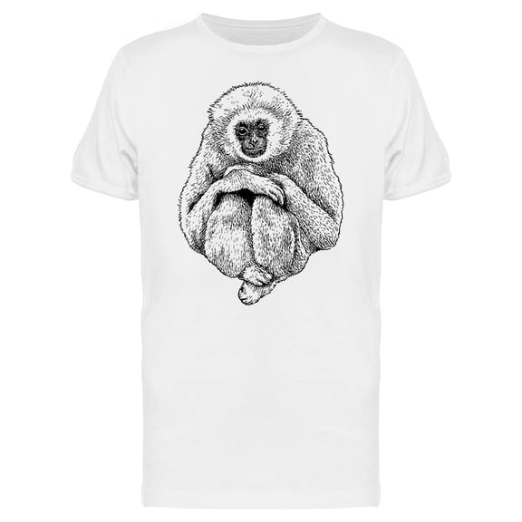 Sketch Of Sitting Gibbon Tee Men's -Image by Shutterstock