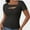 Black, variant on Womens Fashion Clothes One Piece Cutout Tops Short Sleeve Slim Fitted Shirts Tee Tshirts
