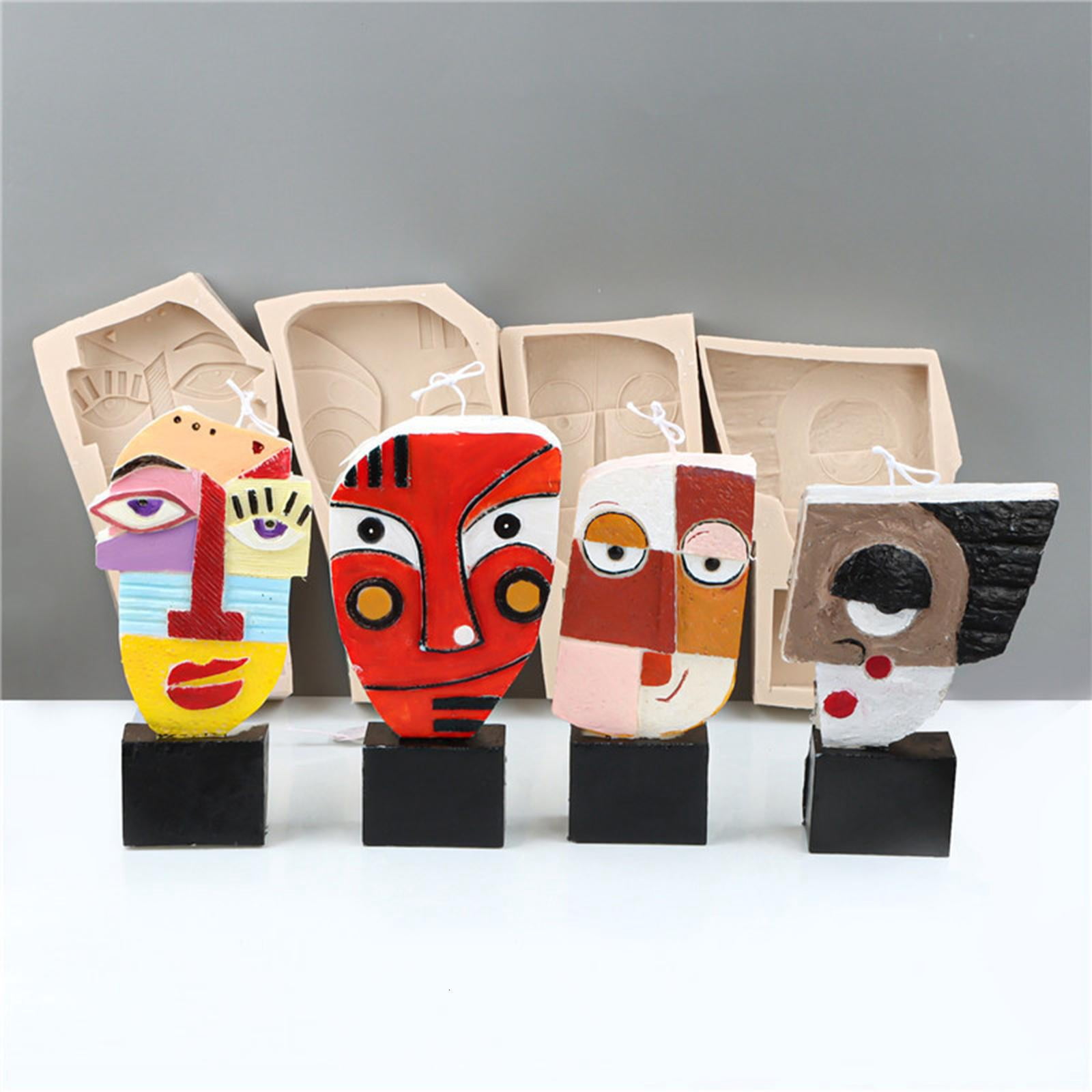 Osdhezcn Artistic Face Silicone Mold DIY Expressiion Candle Soap Mould Accessory for Handmade Aromatherapy Plaster Resin Moulds Gift