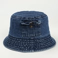 thumbnail image 5 of harmtty Denim Sun Hat Flat Top Lightweight Pocket Decor Bucket Hat for Daily Life,Blue, 5 of 8