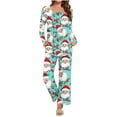 thumbnail image 1 of Puntoco Conjunto de pijama cómodo para mujer, moda para mujer, estampado navideño, cuello doblado, mangas largas, pantalones con cintura elástica, conjunto de pijama, 1 of 3