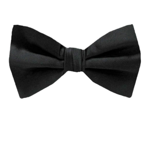 BuyYourTies - PBT-ADF-19 - Men's Pre-tied Formal Tuxedo Solid Color Bow Tie Black
